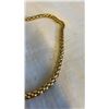 Image 2 : 2 NECKLACES - GOLD PLATED CHAIN MARKED 14K, AND RED CORD CHOKER WITH SKULL BEADS