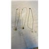 Image 1 : THREE NECKLACES - SILVER TONE WITH GREEN STONE, GOLD PLATED MARKED 18K WITH GREEN STONE, AND .925 PY
