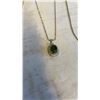 Image 3 : THREE NECKLACES - SILVER TONE WITH GREEN STONE, GOLD PLATED MARKED 18K WITH GREEN STONE, AND .925 PY