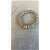 Image 2 : 3 BRACELETS - GREEN BEAD STRETCH BRACELET, ROSE QUARTZ BEAD BRACELET, AND STERLING SILVER HEART BRAC