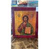 Image 2 : RELIGIOS WOODEN WALL HANGING, PAIR OF CERAMIC FOO DOGS, AND HAND PAINTED TABLETOP DIVIDER