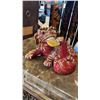 Image 4 : RELIGIOS WOODEN WALL HANGING, PAIR OF CERAMIC FOO DOGS, AND HAND PAINTED TABLETOP DIVIDER