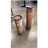 Image 1 : 2 WOOD AND METAL PEDESTAL STANDS