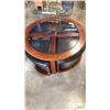Image 1 : ROUND GLASSTOP COFFEE TABLE WITH 4 NESTING STOOLS - GLASS SLIGHTLY TOO LARGE