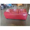 Image 1 : RED LEATHER LOOK STORAGE BENCH WITH FLIP TRAY CUSHIONS