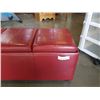 Image 2 : RED LEATHER LOOK STORAGE BENCH WITH FLIP TRAY CUSHIONS