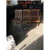 Image 1 : 3 WOOD FOLDING CHAIRS AND GLASSTOP ENDTABLE