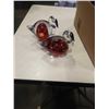 Image 2 : 2 ART GLASS FIGURES, , ROYAL ALBERT DOGWOOD CHINA CUP, SAUCERS, PLATES