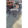 Image 1 : 2 WICKER PATIO CHAIRS AND FOLDING WOOD AND METAL TABLE