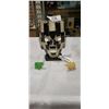 Image 1 : HAND CRAFTED ONYX AND ABELONE SHELL MASK ORNAMENT AND 2 ELEPHANT ORNAMENTS