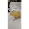 Image 3 : HAND CRAFTED ONYX AND ABELONE SHELL MASK ORNAMENT AND 2 ELEPHANT ORNAMENTS