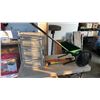 Image 1 : SCOTTS LAWN SPREADER, AXE, SPLITTING MAUL, SAW AND 3 DRAWER MESH ORGANIZER
