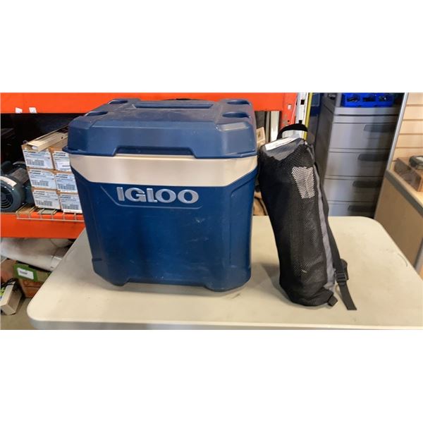 IGLOO COOLER AND FOLDING SLIM CHAIR