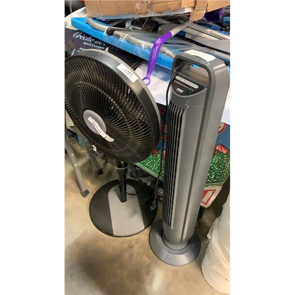 SEVILLE CLASSIC TOWER FAN WITH REMOTE AND WEATHERWORKS FLOOR FAN BOTH WORKING