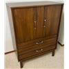 Image 1 : Black Walnut Finished Headboard, Nightstand, Highboy & Dresser with Mirror