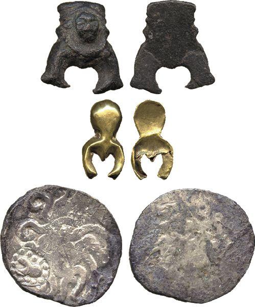 INDIAN COINS. ANCIENT. Primitive Money, c.600 BC, Makara Objects (2 ...