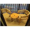 Image 2 : Qty 2 Ethimo Kilt Armchairs 22"x18"x30"H & Round Wooden Side Table 20"D x18"H