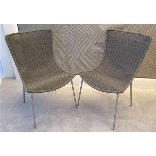 Qty 2 Janus et Cie Woven Side Chairs 21"x17"x36"H