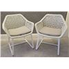 Image 1 : Qty 2 White Woven Chairs w/ Seat Cushion 26"x19"x33"H