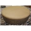 Image 1 : Very Large, Round, Upholstered Table (or Seat) w/ Studded Details, Has Wheels 70" Dia, 15"H