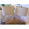 Image 1 : Qty 2 Table Lamps w/ Clear Base & Oval Shades 16"W x 22"H