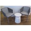 Image 1 : Qty 2 Cane-Line Outdoor Ocean Chairs 21"x16"x30"H  w/ Cushions & Round Table 12"D x 19"H