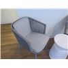 Image 2 : Qty 2 Cane-Line Outdoor Ocean Chairs 21"x16"x30"H  w/ Cushions & Round Table 12"D x 19"H