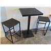Image 1 : Case Black Table w/ Pedestal Base 27"x25"x43"H w/ 2 Stools 17"x17"x20"H