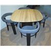 Image 1 : Wooden Table on Pedestal Base 42"D x 29"H w/ 4 Padded Armchairs 23"x18"x29"H