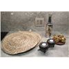Image 1 : Vanity Décor: Georg Jensen Dispenser, Woven Mats, Candles, etc