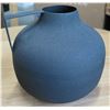 Image 1 : Rounded Black Coated Metal Vase w/ Handle, Approx. 7" Dia, x 8" H