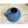 Image 2 : Rounded Black Coated Metal Vase w/ Handle, Approx. 7" Dia, x 8" H