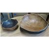 Image 1 : Qty 2 Wooden Bowls: Large 15"D & Rustic Teak Bowl Natural 10"D