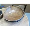 Image 2 : Qty 2 Wooden Bowls: Large 15"D & Rustic Teak Bowl Natural 10"D