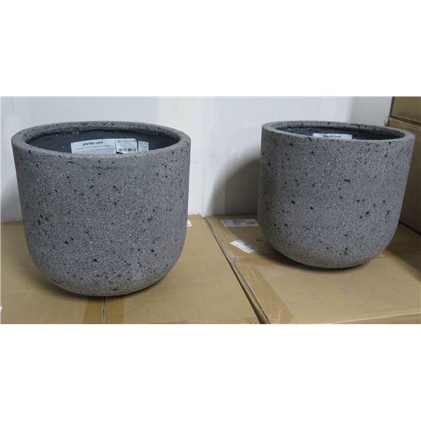 Qty 2 Rejuvenation Planters Dell Small Round Laterite Gray 12.5"D x 11.5"H