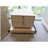 Image 3 : Square Night Table w/ 2 Drawers 18"x18"x19"H & Misc Unassembled Panels