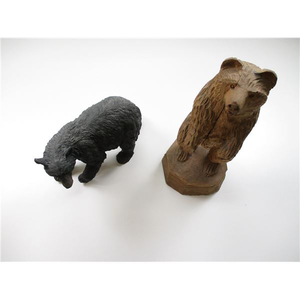 WOODEN BEAR SCULPTURE ETC