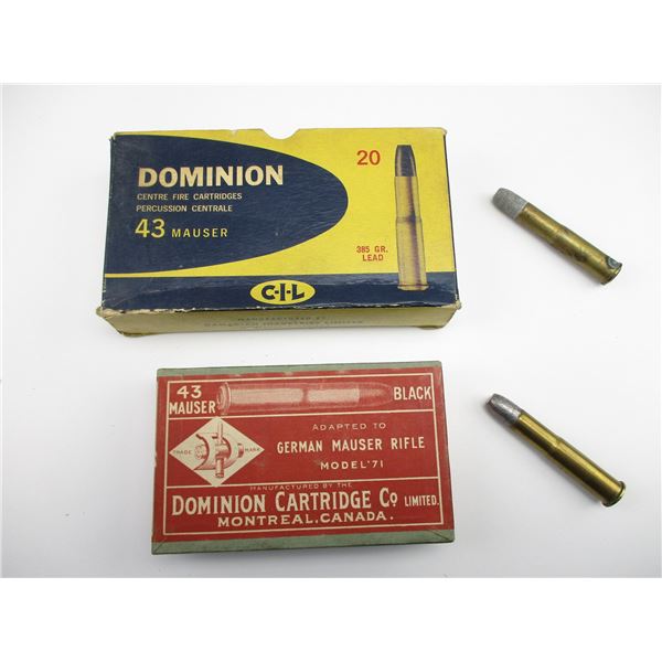 DOMINION .43 MAUSER AMMO