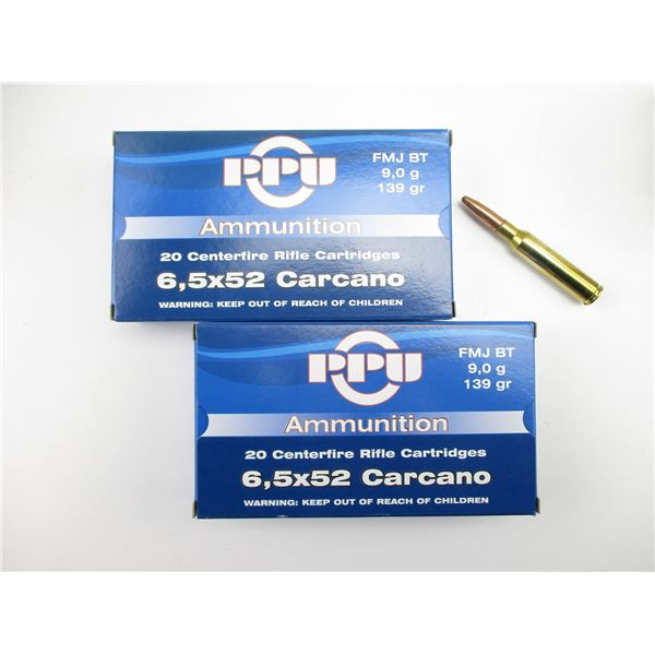 PPU 6.5X52 CARCANO AMMO