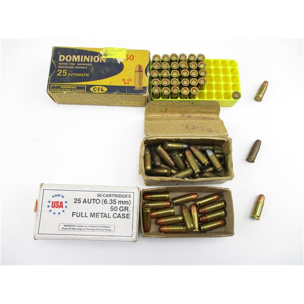 ASSORTED .25 AUTO AMMO