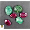 #279-NATURAL GREEN EMERALD ,RUBY GEMSTONE 62.65CT
