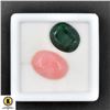 Image 1 : #216-NATURAL PINK OPAL 8.95CTCT, EMERALD 6.90CT