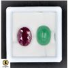 Image 1 : #86-NATURAL GREEN AVENTURINE9.30CT & RUBY 10.95CT