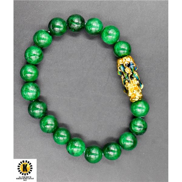 #271-NATURAL GREEN OBSIDIAN DRAGON  BRACELET