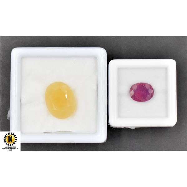 #70-NATURAL RED RUBY 4.0CT& YELLOW OPAL 8.21CT