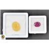 Image 1 : #70-NATURAL RED RUBY 4.0CT& YELLOW OPAL 8.21CT