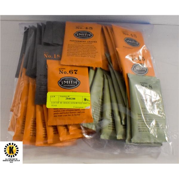 LOT OF 40  BAGS ASSORTED SMITH TEAS