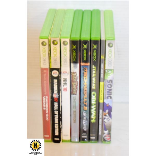 LOT OF 8 XBOX GAMES