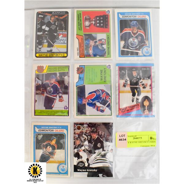 LOT OF 8 WAYNE GRETZKY CARDS