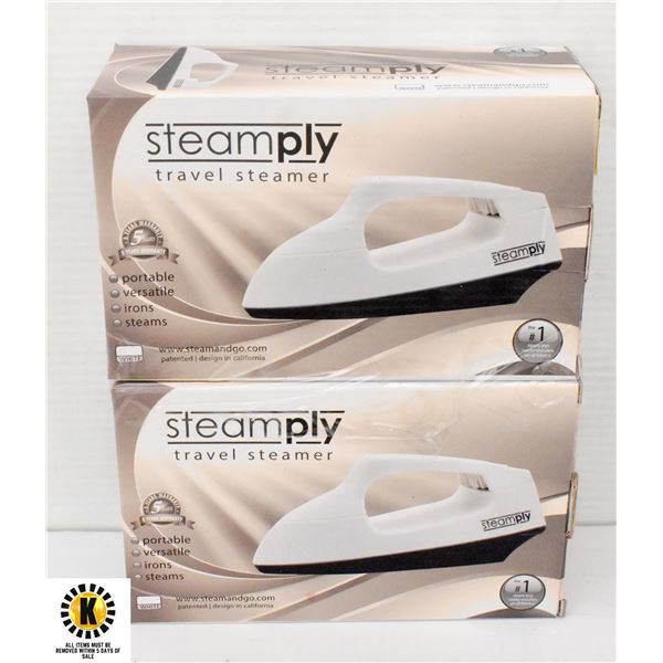 2 NEW WHITE STEAMPLY PORTABLE TRAVEL STEAMERS